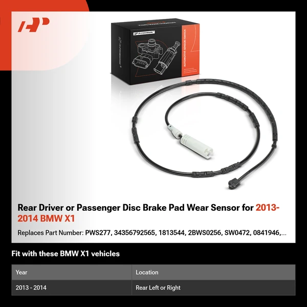 Rear Driver or Passenger Disc Brake Pad Wear Sensor for 2013-2014 BMW X1
