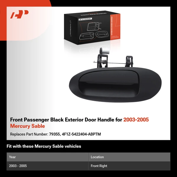 Front Passenger Black Exterior Door Handle for 2003-2005 Mercury Sable