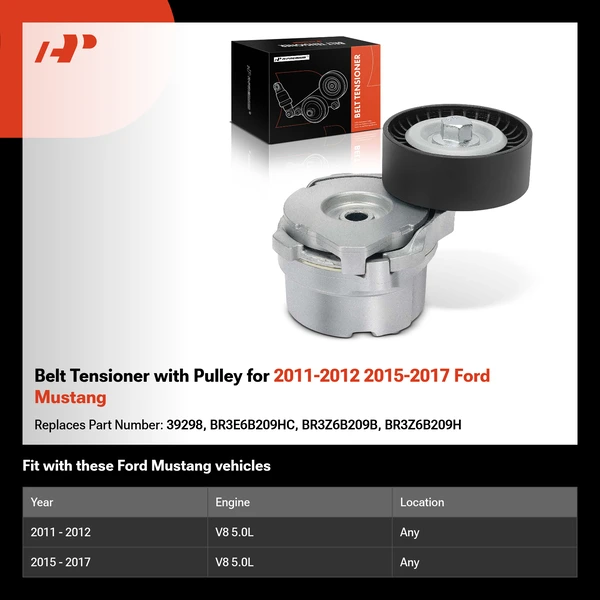 Belt Tensioner with Pulley for 2011-2012 2015-2017 Ford Mustang