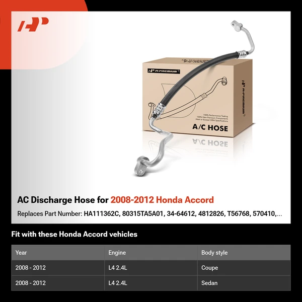 AC Discharge Hose for 2008-2012 Honda Accord