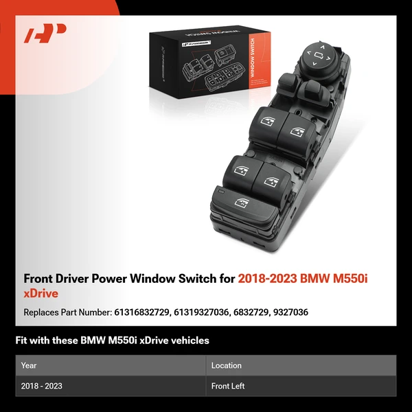 Front Driver Power Window Switch for 2018-2023 BMW M550i xDrive