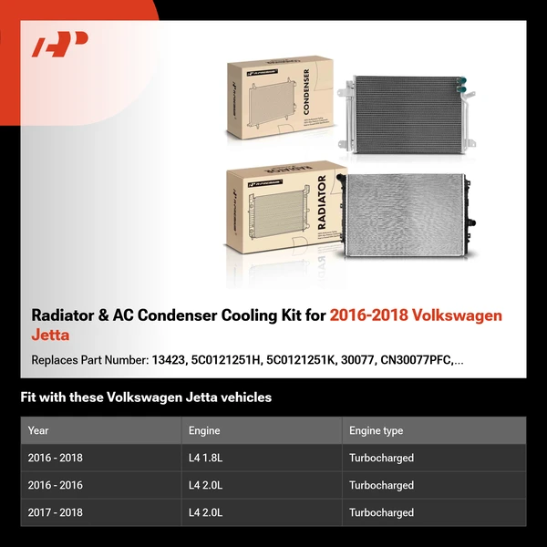 Radiator & AC Condenser Cooling Kit for 2016-2018 Volkswagen Jetta