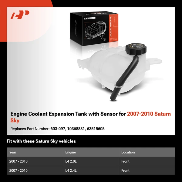 Engine Coolant Expansion Tank with Sensor for 2007-2010 Saturn Sky