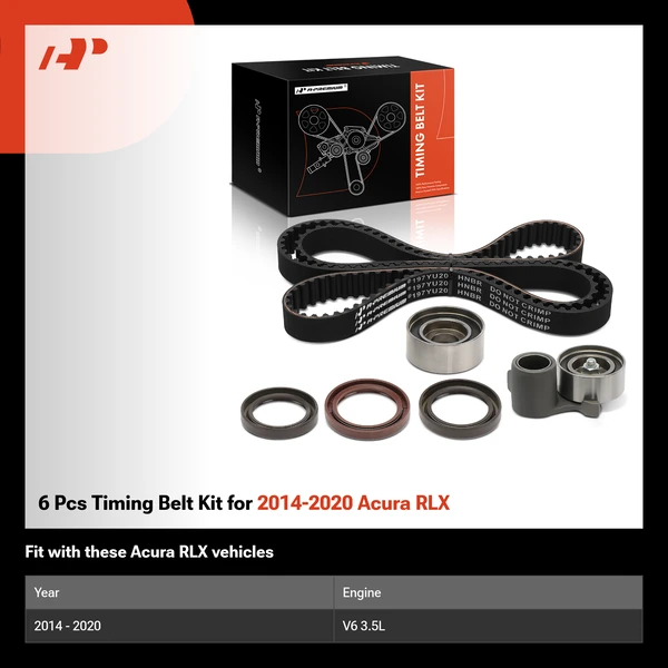 6 Pcs Timing Belt Kit for 2014-2020 Acura RLX