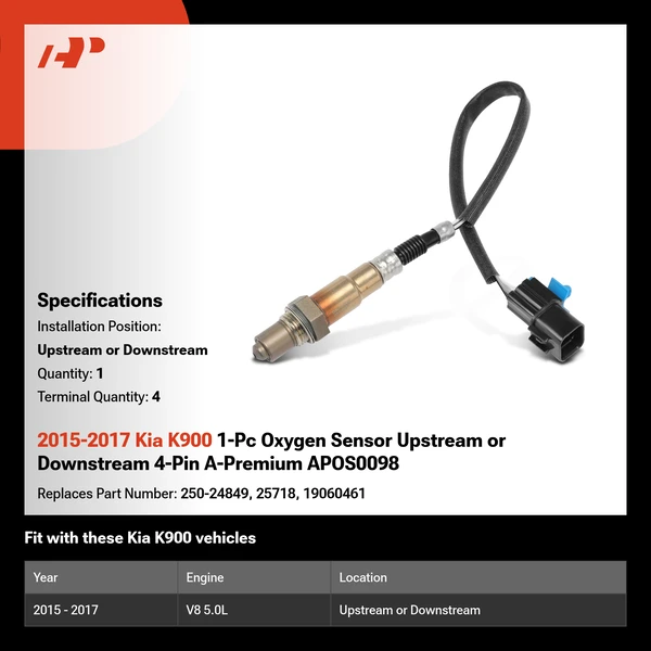 2015-2017 Kia K900 1-Pc Oxygen Sensor Upstream or Downstream 4-Pin A-Premium APOS0098