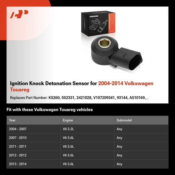 Ignition Knock Detonation Sensor for 2004-2014 Volkswagen Touareg