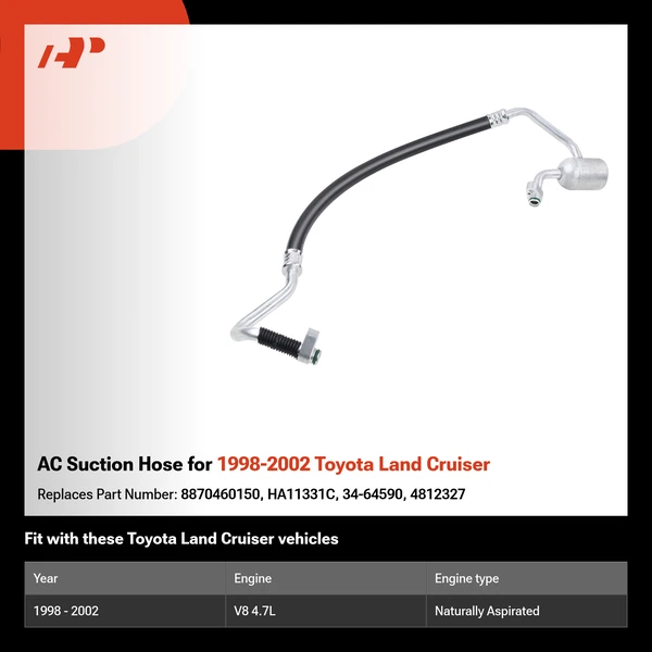 AC Suction Hose for 1998-2002 Toyota Land Cruiser