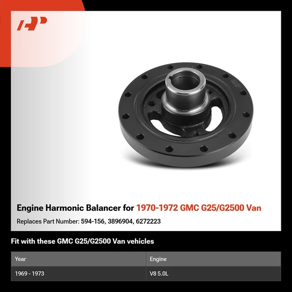 Engine Harmonic Balancer for 1970-1972 GMC G25/G2500 Van