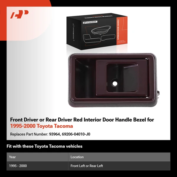 Front Driver or Rear Driver Red Interior Door Handle Bezel for 1995-2000 Toyota Tacoma