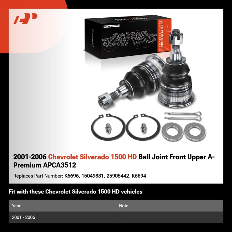 2001-2006 Chevrolet Silverado 1500 HD Ball Joint Front Upper A-Premium APCA3512