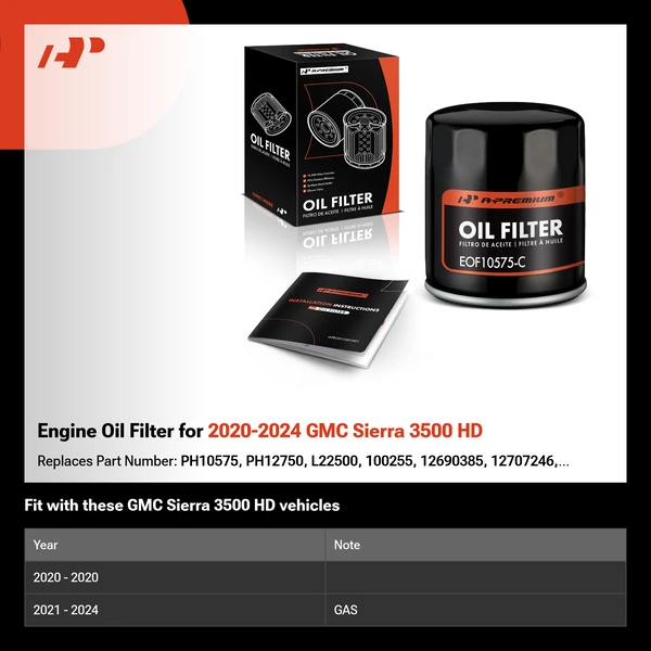 Engine Oil Filter for 2020-2024 GMC Sierra 3500 HD