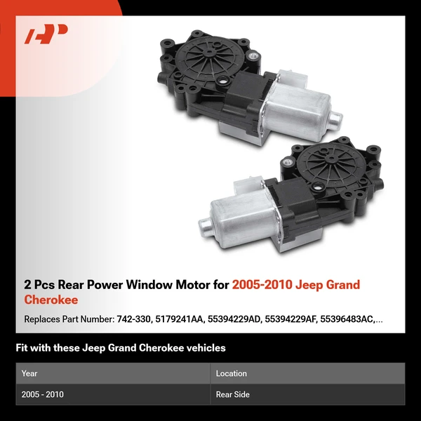 2 Pcs Rear Power Window Motor for 2005-2010 Jeep Grand Cherokee
