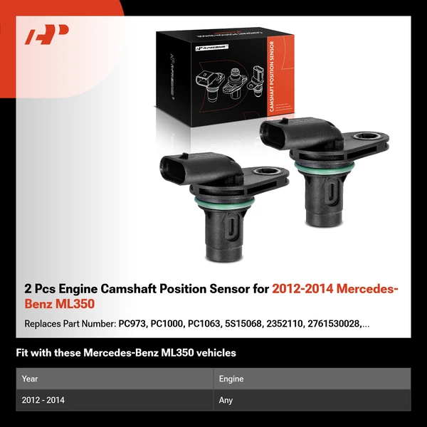 2 Pcs Engine Camshaft Position Sensor for 2012-2014 Mercedes-Benz ML350
