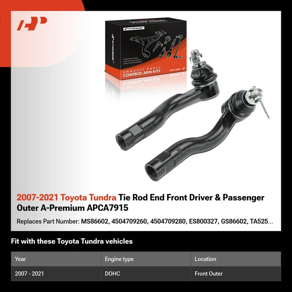 2007-2021 Toyota Tundra Tie Rod End Front Driver & Passenger Outer A-Premium APCA7915
