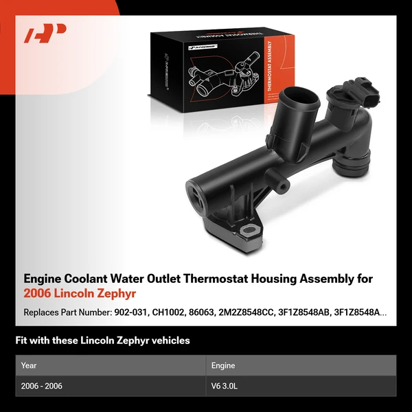 Engine Coolant Water Outlet Thermostat Housing Assembly for 2006 Lincoln Zephyr