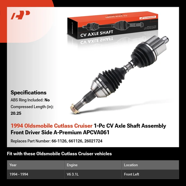 1994 Oldsmobile Cutlass Cruiser 1-Pc CV Axle Shaft Assembly Front Driver Side A-Premium APCVA061