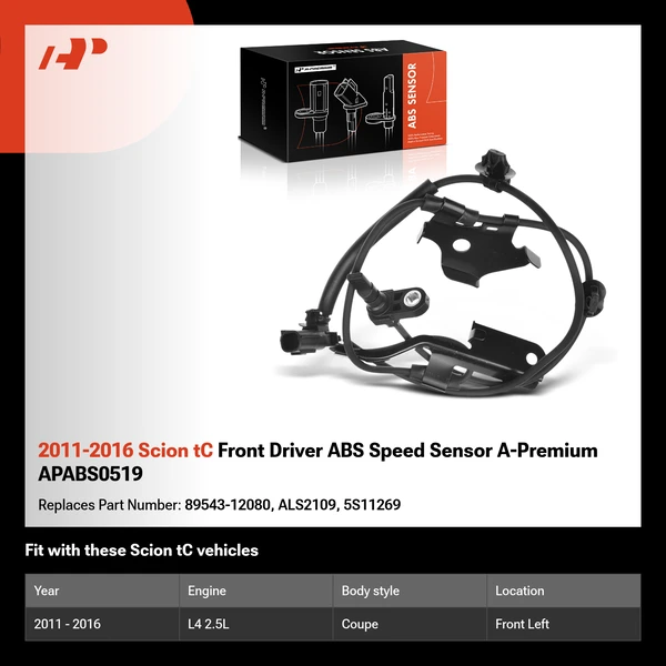 2011-2016 Scion tC Front Driver ABS Speed Sensor A-Premium APABS0519