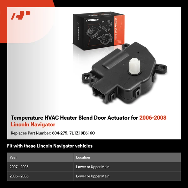 Temperature HVAC Heater Blend Door Actuator for 2006-2008 Lincoln Navigator