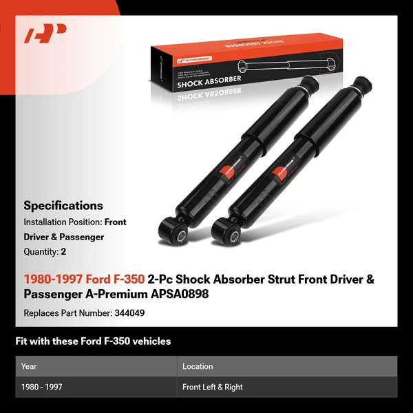 1980-1997 Ford F-350 2-Pc Shock Absorber Strut Front Driver & Passenger A-Premium APSA0898