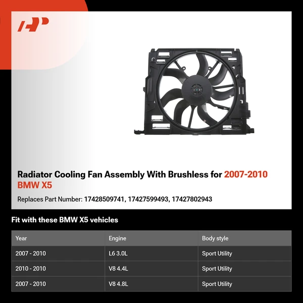 Radiator Cooling Fan Assembly With Brushless for 2007-2010 BMW X5