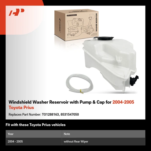 Windshield Washer Reservoir with Pump & Cap for 2004-2005 Toyota Prius