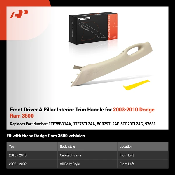 Front Driver A Pillar Interior Trim Handle for 2003-2010 Dodge Ram 3500