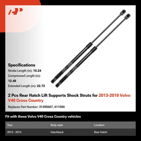 2 Pcs Rear Hatch Lift Supports Shock Struts for 2013-2018 Volvo V40 Cross Country