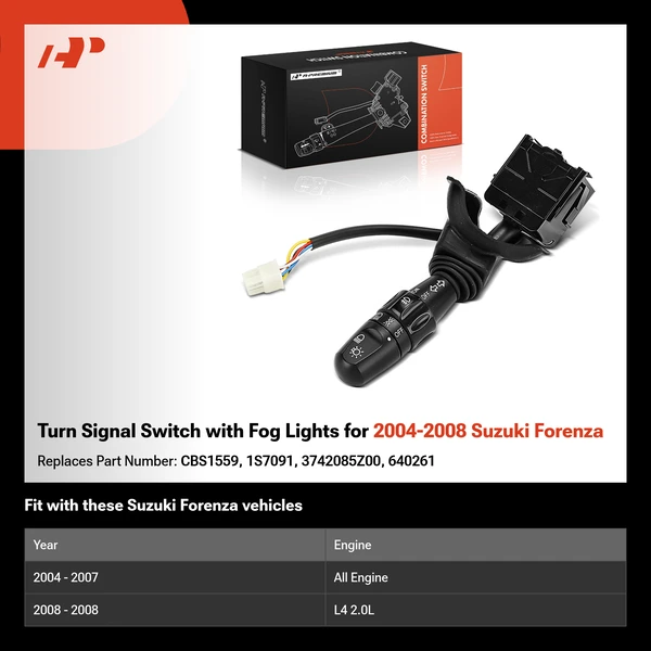 Turn Signal Switch with Fog Lights for 2004-2008 Suzuki Forenza