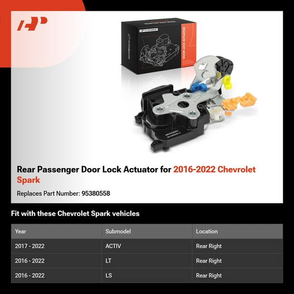 Rear Passenger Door Lock Actuator for 2016-2022 Chevrolet Spark