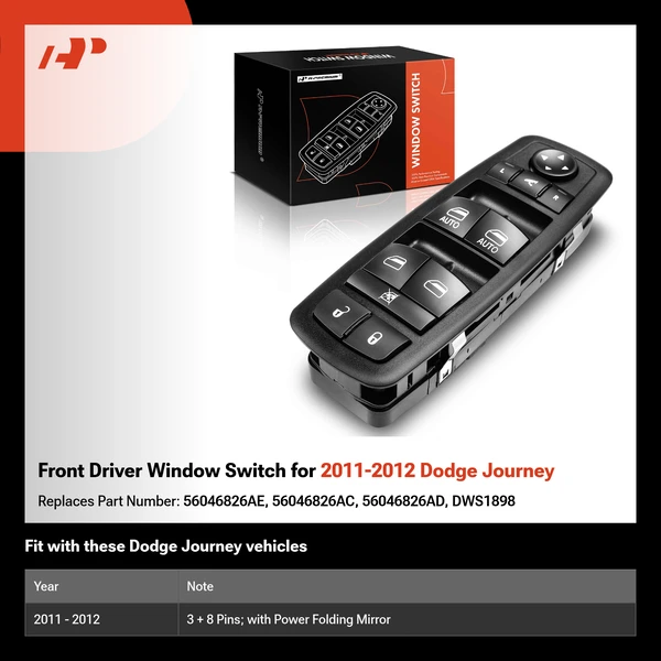 Front Driver Window Switch for 2011-2012 Dodge Journey