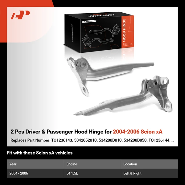 2 Pcs Driver & Passenger Hood Hinge for 2004-2006 Scion xA