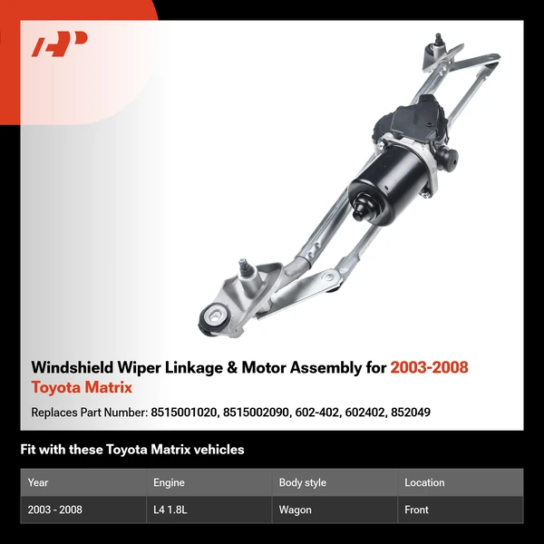 Windshield Wiper Linkage & Motor Assembly for 2003-2008 Toyota Matrix