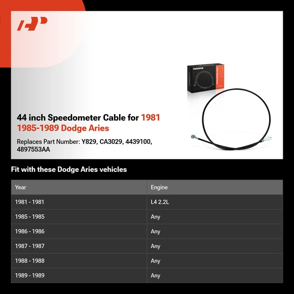 44 inch Speedometer Cable for 1981 1985-1989 Dodge Aries