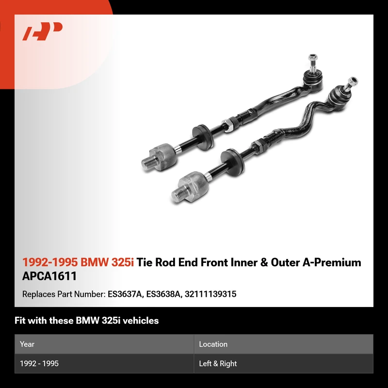 1992-1995 BMW 325i Tie Rod End Front Inner & Outer A-Premium APCA1611