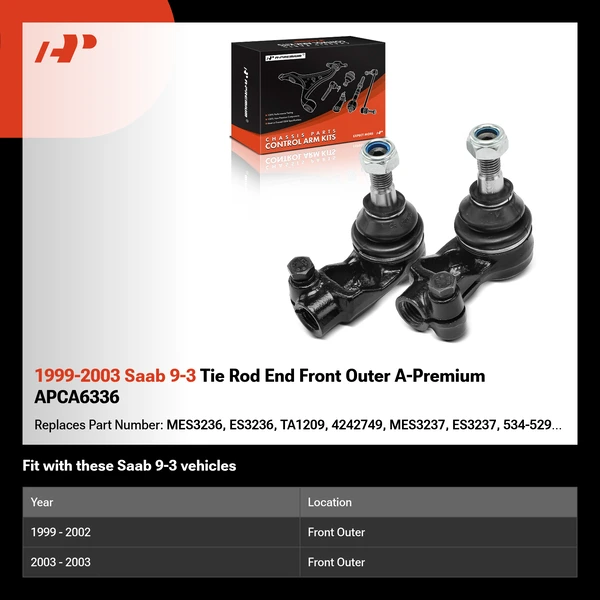 1999-2003 Saab 9-3 Tie Rod End Front Outer A-Premium APCA6336