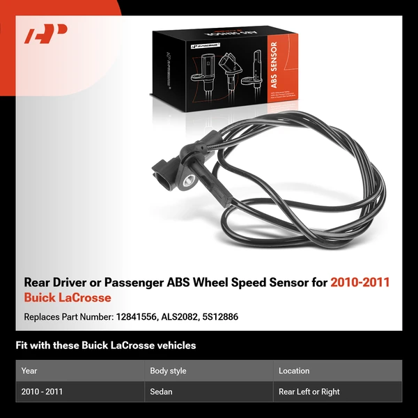 Rear Driver or Passenger ABS Wheel Speed Sensor for 2010-2011 Buick LaCrosse