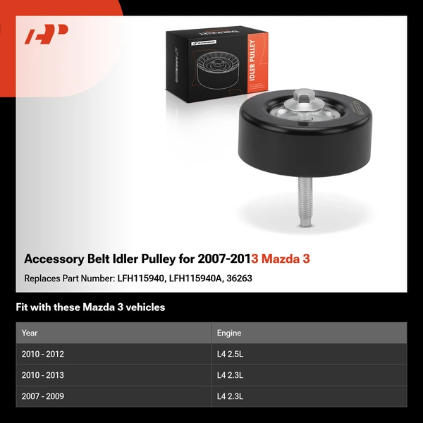 Accessory Belt Idler Pulley for 2007-2013 Mazda 3