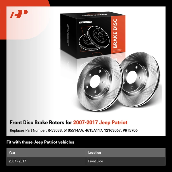 Front Disc Brake Rotors for 2007-2017 Jeep Patriot