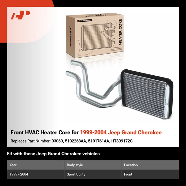 Front HVAC Heater Core for 1999-2004 Jeep Grand Cherokee