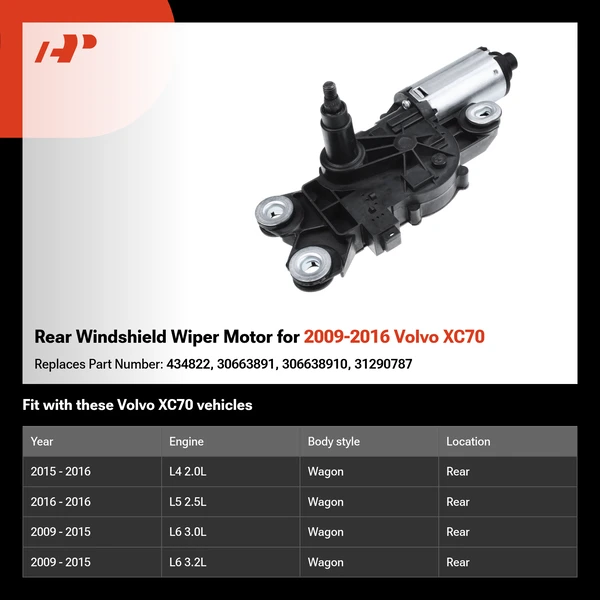 Rear Windshield Wiper Motor for 2009-2016 Volvo XC70