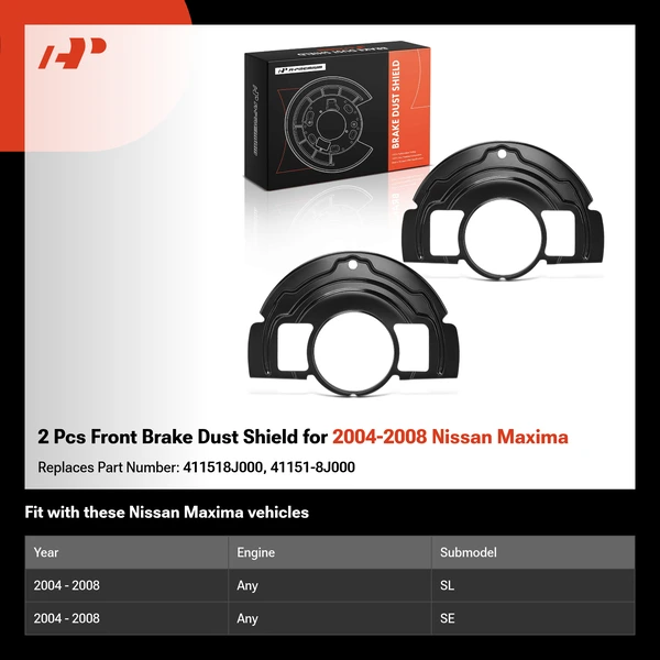 2 Pcs Front Brake Dust Shield for 2004-2008 Nissan Maxima
