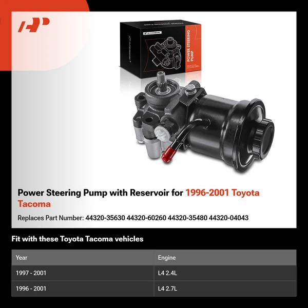 Power Steering Pump with Reservoir for 1996-2001 Toyota Tacoma
