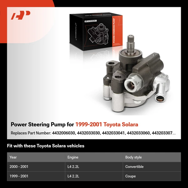 Power Steering Pump for 1999-2001 Toyota Solara