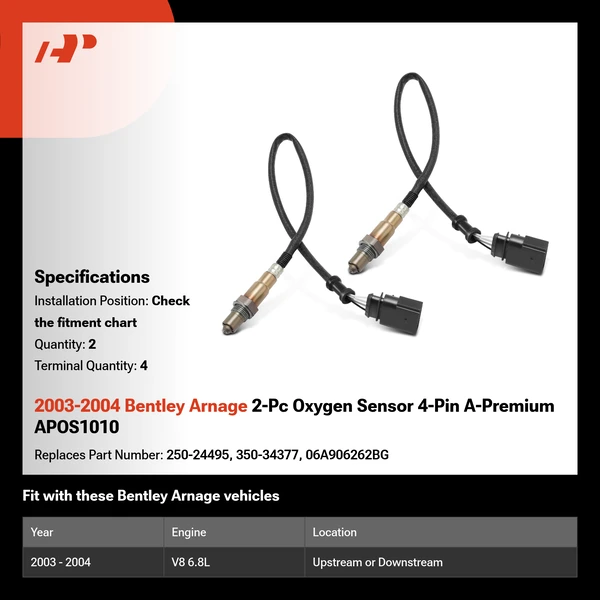 2003-2004 Bentley Arnage 2-Pc Oxygen Sensor 4-Pin A-Premium APOS1010