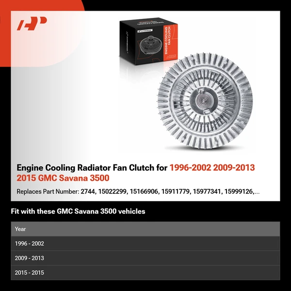 Engine Cooling Radiator Fan Clutch for 1996-2002 2009-2013 2015 GMC Savana 3500