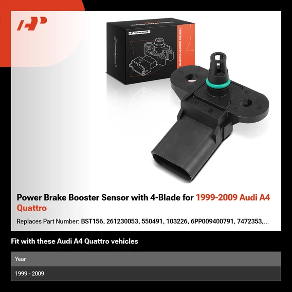 Power Brake Booster Sensor with 4-Blade for 1999-2009 Audi A4 Quattro