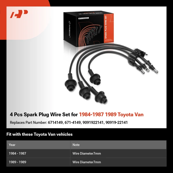 4 Pcs Spark Plug Wire Set for 1984-1987 1989 Toyota Van