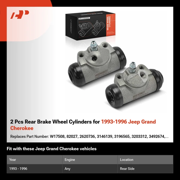 2 Pcs Rear Brake Wheel Cylinders for 1993-1996 Jeep Grand Cherokee