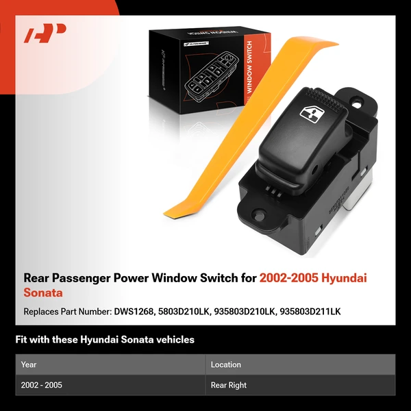 Rear Passenger Power Window Switch for 2002-2005 Hyundai Sonata