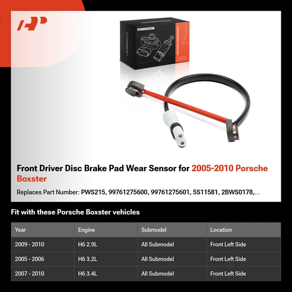 Front Driver Disc Brake Pad Wear Sensor for 2005-2010 Porsche Boxster